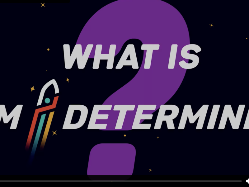 On a dark background, a large purple question mark, with the words 