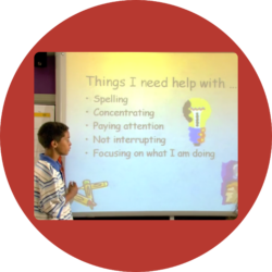 Video grab of a student sharing at his IEP meeting.